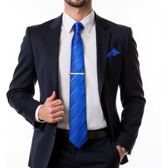 Набір краватка, нагрудна хустинка, запонки та затискач для краватки DiBanGu для чоловіків. Оливковий/чорний у смужку, підходить для весілля, ділових зустрічей та формальних заходів.