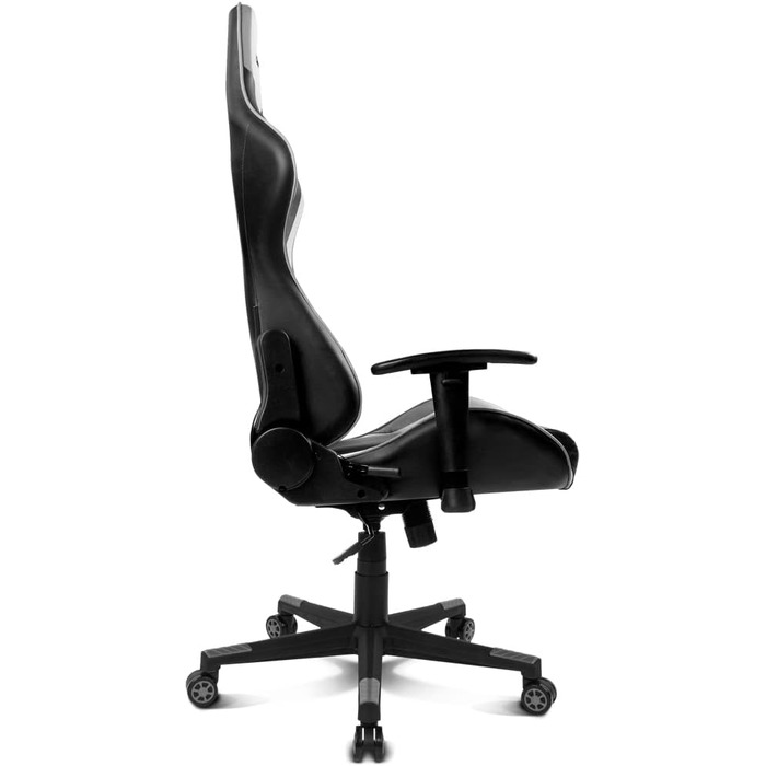 Ігрове крісло DRIFT DR175GRAY, професійне, екошкіра, 2D підлокітники, клас 4, поворотне, чорне/сіре