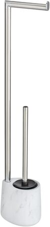 Набір для туалету WENKO Adrada: тримач для щітки, щітка з силікону, тримач для туалетного паперу, кераміка, нержавіюча сталь, білий/чорний, 13 x 72 x 9,5 см