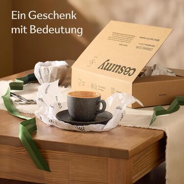 Набір кавових чашок Капучіно Cosumy (4 шт.) 200 мл - керамічні чашки з блюдцями, ручна розпис, чудово утримує тепло