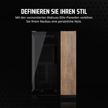 Корпус ПК CORSAIR 6500X Mid-Tower ATX з термопанелями, чорний/горіх, двокамерний дизайн