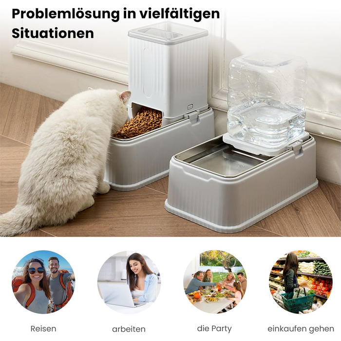 Автоматичний кормушка для собак 7L (2 шт.) з нержавіючою чашею, регульована висота, XXL, для середніх та великих собак та Maine Coon, 39 x 23 x 41 см