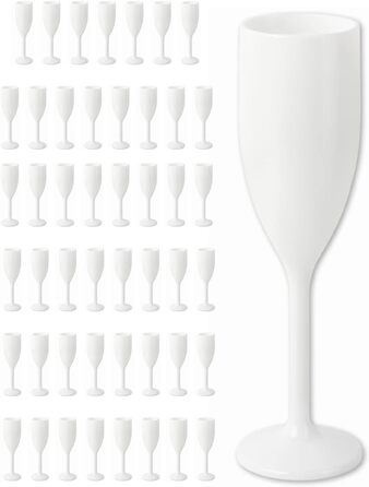 Schramm® Reusable Champagne Flutes in white, available in quantities of 6, 12, 24, or 48 pieces. 150 ml capacity, Champagne glasses, sparkling wine flutes, sparkling wine goblets, stemware, champagne glasses. Capacity, size: 48 pieces