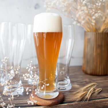 Набір келихів для пшеничного пива Sendez, 6 шт по 0,5 л (макс. 580 мл), скляні бокали для вайзбіру
