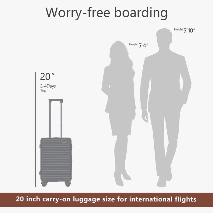 Жорсткий валіза ручної огляду з 4 колесами-спіннерами, TSA-замок, легкий, для подорожей