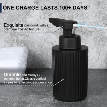 Phneems Automatic Soap Dispenser Electric Soap Dispenser Sensor with Sensor Automatic Foam Soap Dispenser Automatic Foam Dispenser No Touch Foam Dispenser for Bathroom, Kitchen, Office USB Black