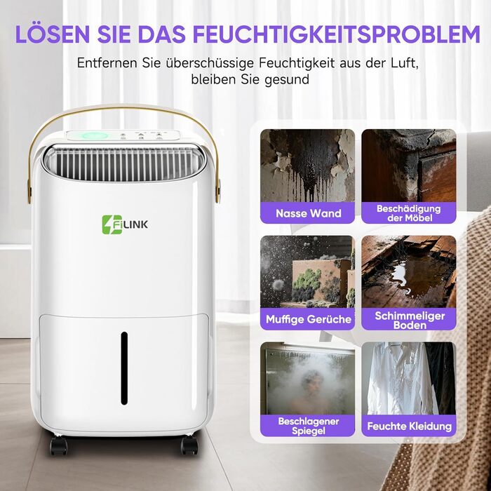 Електричний осушувач повітря 9л/24г, тихий, з дитячим блокуванням, захистом від переливу та автоматичним перезапуском. Підходить для спальні, ванної кімнати, підвалу та пральні. Осушувач повітря 16л/день.