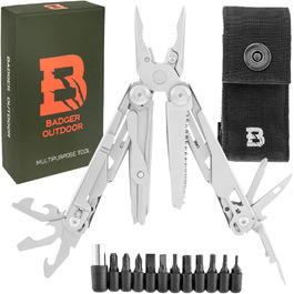 Багатофункціональний інструмент Solid Black 16-в-1 - ніж для виживання, туристичний інструмент з бітами - подарунок для чоловіків