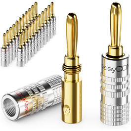 Набір бананових конекторів deleyCON 24 шт. - позолочені, гвинтові, для акустичних кабелів 0,75-4,5 мм, Hi-Fi ресивери, срібні Набір бананових конекторів deleyCON 24 шт. - позолочені, гвинтові, для акустичних кабелів 0,75-4,5 мм, Hi-Fi ресивери, срібні