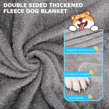 Плед для собак та котів Nobleza: м'який флісовий плед, 100x80 см, 2 шт. (темно-сірий та світло-сірий)