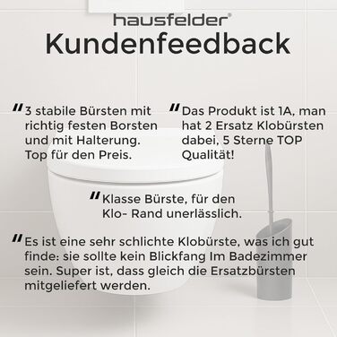 Торгова щітка для унітазу Hausfelder з очищувачем краю, чорна – щітка для прибирання під обідком унітазу з тримачем та 2 запасними щітками, стабільний набір для унітазу з щіткою для краю
