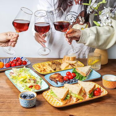 Керамічні сервіровочні тарілки Selamica, набір 6 шт, 24 x 14 x 2.5 см (різні кольори)