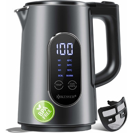 KESSER® Stainless Steel Kettle 1.7 Liter | LED Display | 4-Mode Temperature Setting 40°C-100°C | 30-Minute Keep Warm | Electric Tea Kettle 2200W BPA-Free | Scale Filter & Easy-Open Lid, Anthracite