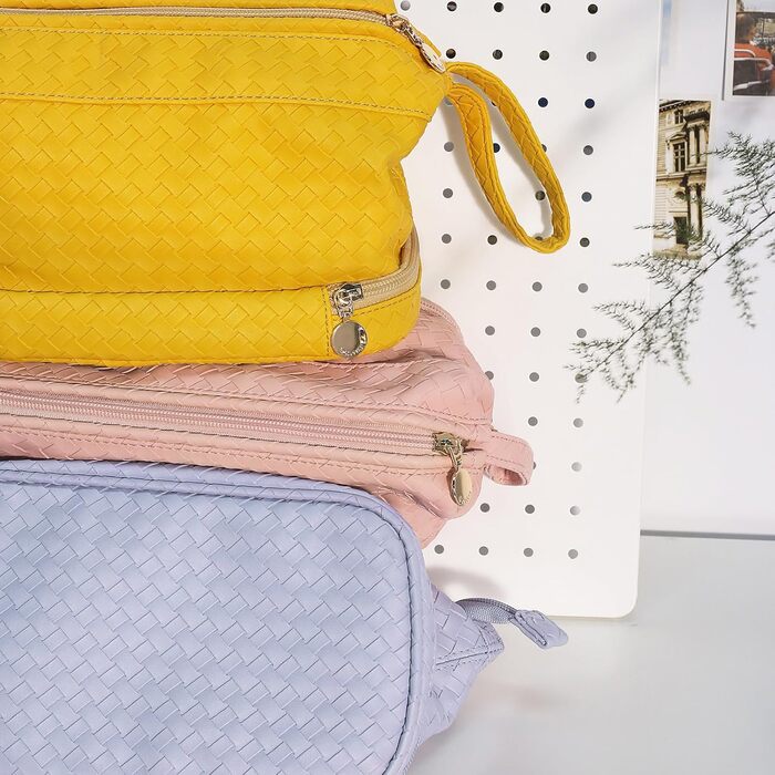 Жіноча косметичка-органайзер для макіяжу велика, водовідштовхувальна, з відділенням для пензлів, для подорожей (B-жовтий)