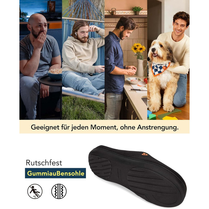 Чоловічі халапи VeraCosy з двокольоровою підошвою, Memory Foam, 42/43 EU, сірий/блакитний