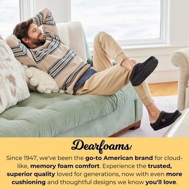 Чоловічі тапочки Dearfoams Brendan, халатні, для дому та вулиці, з піною з пам'яті, широка посадка, в клітинку (44.5/45.5 EU)