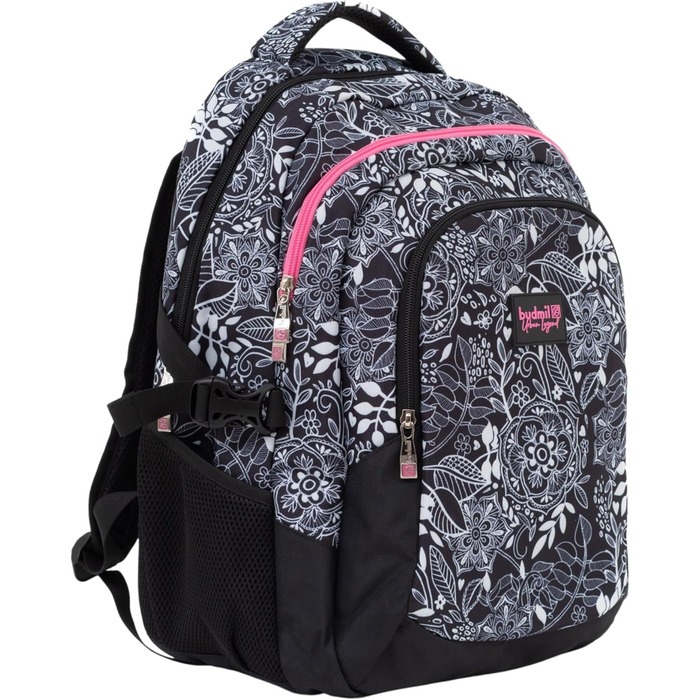 Ергономний шкільний рюкзак Budmil для хлопчиків та дівчаток 32L - для підлітків та дітей від 5 класу - водонепроникний, з 3 відділеннями та вентильованою спинкою, Edwin White Flower