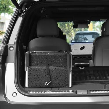 QWORK® 4-Step Folding Dog Stairs for Car - Adjustable Height, Anti-Slip, Up to 80kg