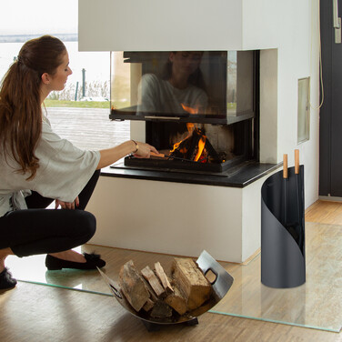 Relaxdays 4-Piece Fireplace Set with Stand