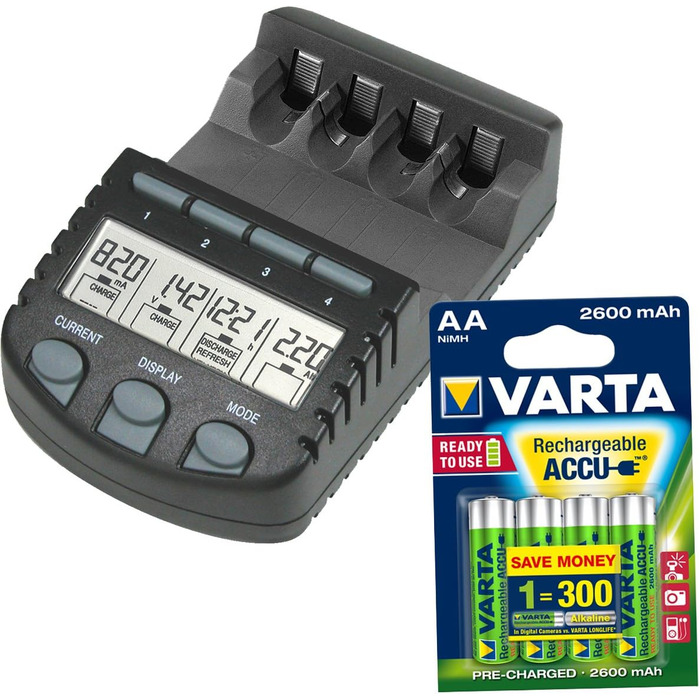 Зарядний пристрій Technoline BC 700 Set для акумуляторів V56706 чорного кольору (BC 700 Set з акумулятором V5716 (2600mAh))