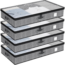 Контейнери для зберігання під ліжком Fixwal, 4 шт. – низький профіль, міцні стінки, органайзери для одягу