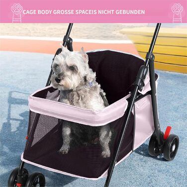 2в1 Візок для собак до 15 кг, буги для собак з тримачами для напоїв, переноска для собак, складаний, з гальмом, вагончик для собак, 48 x 68 x 95 см (Рожевий)
