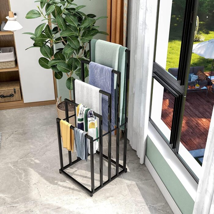 Підлогова сушарка для рушників на 5 ярусів, чорного кольору