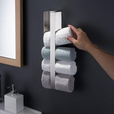 Тримач для рушників ZUNTO без свердління, самоклеючий, з нержавіючої сталі, 40 см, срібляний