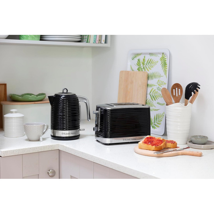 Тостер Russell Hobbs Inspire для 2 скибок, чорний, 6 режимів, широкі відділення, підставка для булочок, розморожування та підігрів