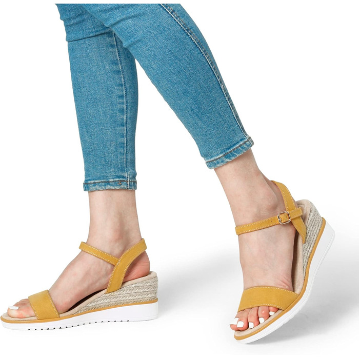 Босоніжки жіночі DREAM PAIRS на танкетці жовті, класичні туфлі-сандалі, розмір 36 EU