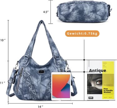 Сумка жіноча AngelKiss через плече, водонепроникна PU шкіра, блакитна - багатофункціональна сумка-месенджер