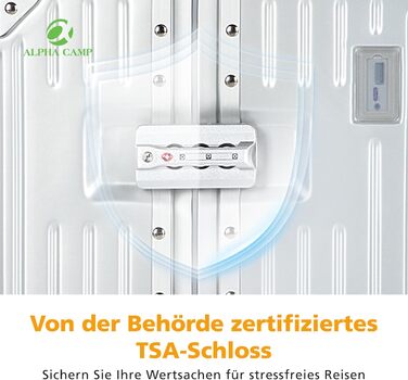 Чемодан ALPHA CAMP Trunk-XL (30 дюймів) з алюмінієвим каркасом та полікарбонатною оболонкою, TSA-замок, 93L, срібний