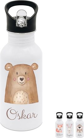 Дитяча персоналізована фляга Wunderwunsch® з нержавіючої сталі, 500 мл - фляга з іменем, з трубочкою, для дітей