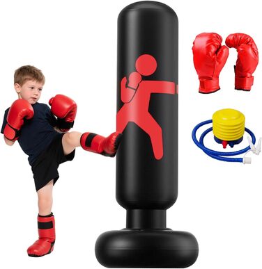 Надувний боксерський мішок для дітей 160см з боксерськими рукавичками. Ідеально для карате та тхеквондо (6-12 років)