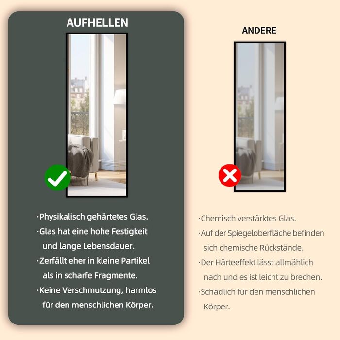 Large Standing Mirror with Black Metal Frame