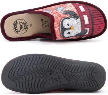 Тапочки жіночі JOMIX Winter Hausschuhe, зручні домашні капці, італійські сліпони для дому (39 EU, бордовий)