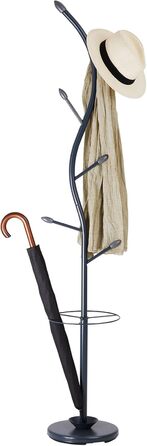 IDIMEX Coat Rack Wardrobe Stand Triana with 6 Coat Hooks and Umbrella Stand, White Lacquered (Grey)