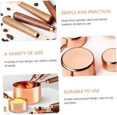 8-Piece Rose Gold Multifunctional Measuring Cup and Spoon Set with Handles - For Baking and Cooking
