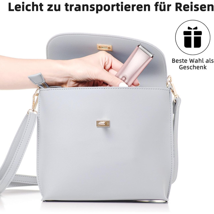 Електричний пристрій для видалення волосся Lady Shaver 2-в-1: електробритва та тример для бікіні. Безболісне видалення волосся для обличчя, тіла, ніг, рук та зони бікіні. IPX7 водонепроникний, рожевий колір.