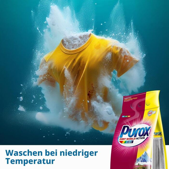 Пральний порошок для кольорових речей PUROX Color, 10 кг, 142 прання, у м'якій упаковці