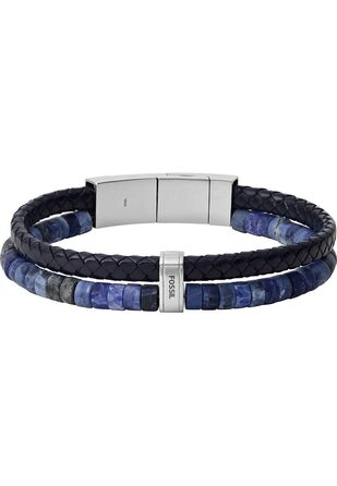 Годинник Fossil Vintage Casual чоловічий шкіряний або з нержавіючої сталі з карабінером, застібкою або розкладним браслетом (срібло та синій)