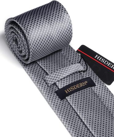 Краватка та нагрудний хустинка HISDERN: комплект для весілля, ділових зустрічей та свят (срібно-сірий)
