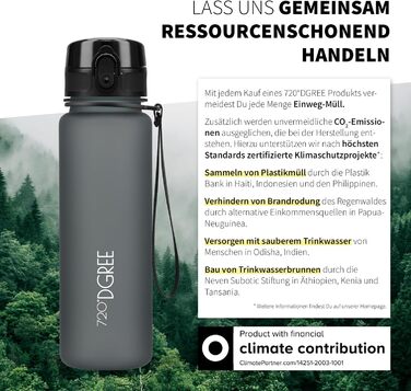Пляшка спортивна 720°DGREE 'uberBottle' з ситечком, Tritan, BPA-Free, 500 мл (Чорний матовий) - для спорту, школи, фітнесу, велоспорту, дітей