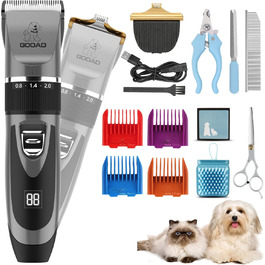 Електрична машинка для стрижки собак та котів, безшумна, USB, акумуляторна, бездротова, для собак та котів (сіра)