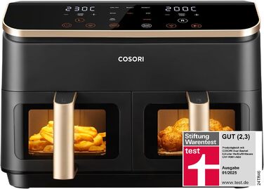 Фритюрниця повітряна COSORI 6.2L з нагадуванням про струшування, 12 функцій, економія енергії 55%, 50 рецептів, легке очищення