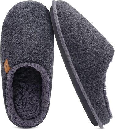 Чоловічі фетрові домашні тапочки KuaiLu: теплі, зручні, з м'якою підкладкою. Зручні для дому та вулиці, антиковзаюча підошва, розмір 43 EU, сірий колір