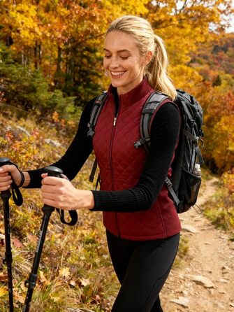 Жіночий жилет Bienzoe без рукавів, стеганий, на блискавці, бавовна, XXL, Бордовий