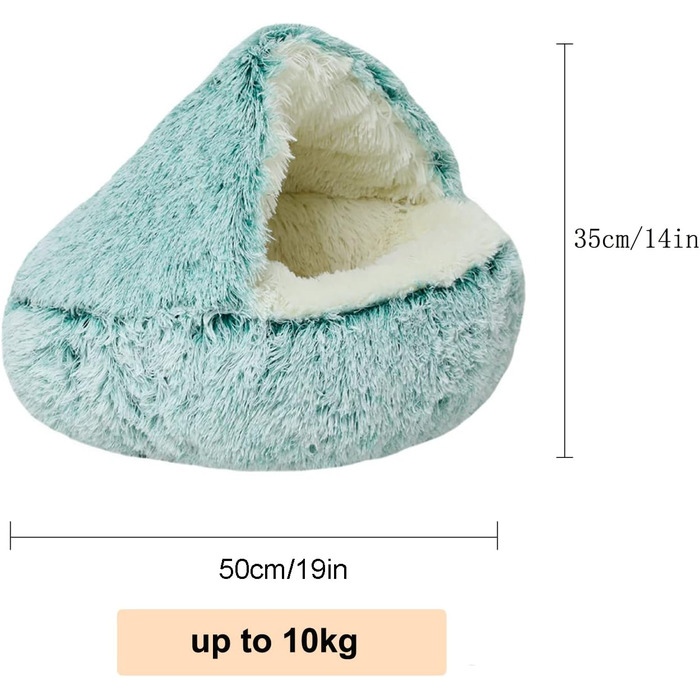 YAGE Soothing Cat Bed, Fluffy Plush Kitten Bed, Washable Anti-Anxiety Puppy Bed, Pet Bed for Small Dogs Soft Warm Donut Cat Sleeping Bag. No.: 015002802-0001 (M-50CM, green)