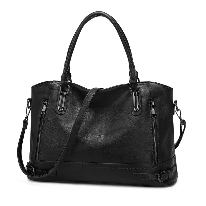 Сумка жіноча VINBAGGE PU шкіра шопер Vintage чорна для офісу та щодня