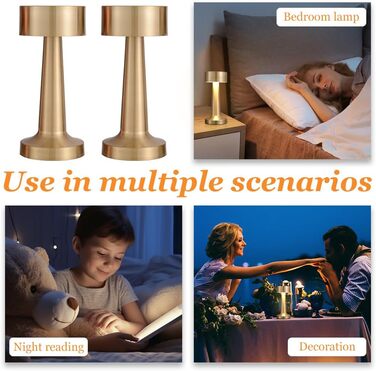 LED торшер настільний бездротовий, 2 шт. з сенсорним керуванням, 3 режими, 2000mAh, тепле світло для спальні та нічного столика